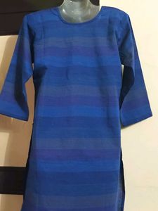 Blue Striped Top with Pearl Detail