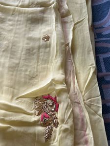 Elegant Yellow Embroidered Saree