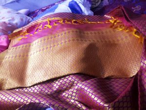 price drop Pink &amp; Gold  Silk Saree with blouse