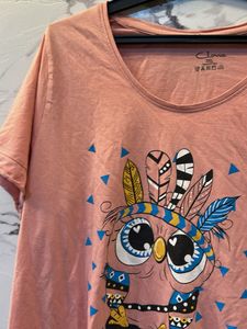 Cute Owl Graphic T-Shirt, Bust-38/40