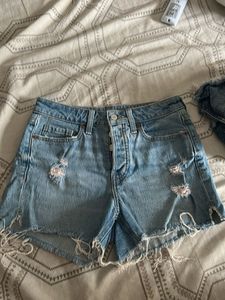Distressed Denim Shorts