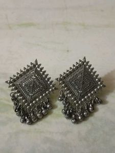 Oxidised Silver Jhumka Earrings