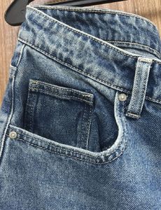 Blue Button-Up Wide Leg Jeans
