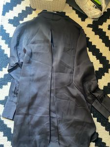 Black Satin Button-Up Tunic