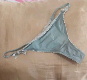 Silver Grey Thong with Bow Accents