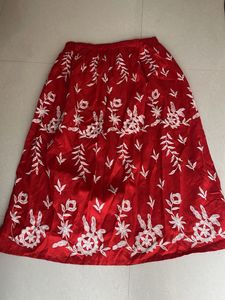 Red Embroidered Ethnic Skirt
