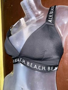Black Bikini Top with Logo Band