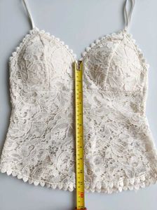Cream Lace Peplum Camisole Top