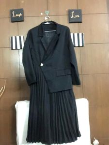 Korean Black Skirt Attached Blazer Dress