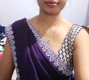 Stunning Purple Saree with Embellished Blouse