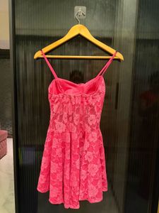Vibrant Pink Floral Mini Dress