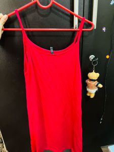 Cute Red Spaghetti Strap Top with Cactus Patch
