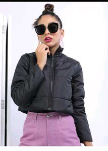 ketch Black Cropped Puffer Jacket