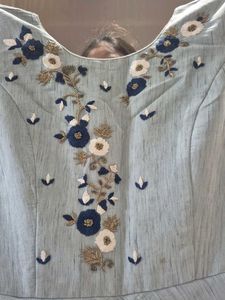 Light Blue Tiered Embroidered Gown