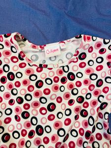 Cute Floral Skirt &amp; Circle Print Top Set
