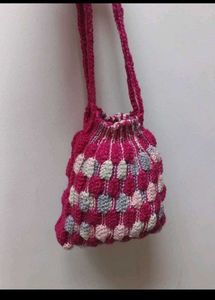 Charming Knitted Drawstring Pouch Bag