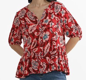 Boho Floral Print Peplum Top