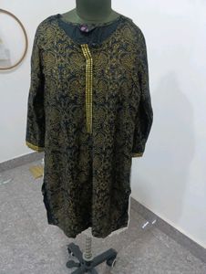 Elegant Black & Gold Printed Kurta