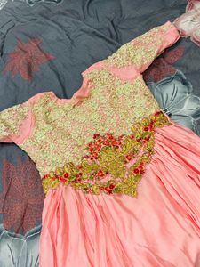 Elegant Embroidered Pink Ethnic Gown