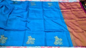 Elegant Blue & Gold Indian Saree