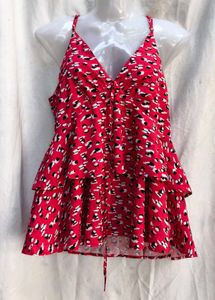 242610. Red Animal Print Top