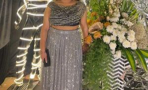 Sparkling bluse nd full sequence skirt