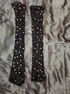 Rhinestone Fishnet Gloves 2 pcs