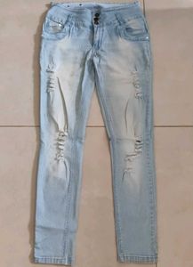 Light Wash Ripped Skinny Jeans