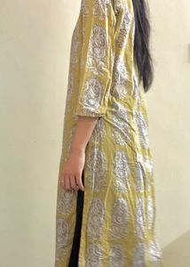 XS Stylish Mustard Yellow Printed Kurta