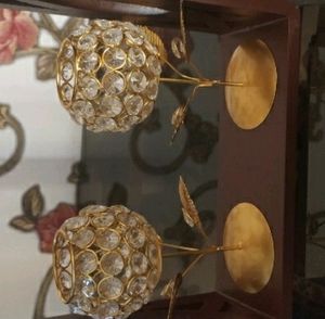 Crystal Rose Candle Holder For Decoration -Set Of2