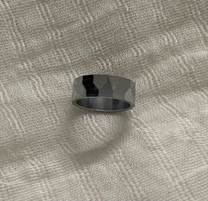 Unisex Geometric Faceted Gunmetal Ring