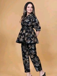 Chic Leaf Print Kurta Set