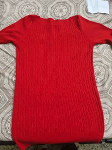 Red Knit Self Design Sweater in 38 bust size