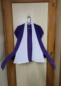 Purple &amp; White Sheer Shrug