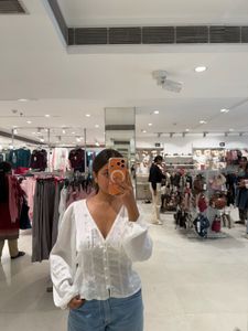 Chic White V-Neck Button-Up Top