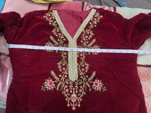 Velvet Embroidered Kurta Set
