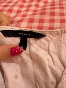 Vero Moda Chic White Broderie Anglaise Peplum Top
