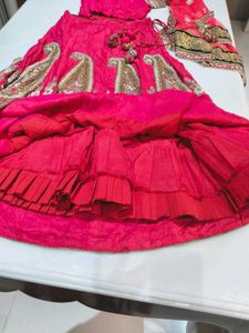 Stunning Pink heavy handwork bridal lehenga Choli