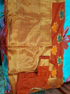 Elegant Red &amp; Gold Saree