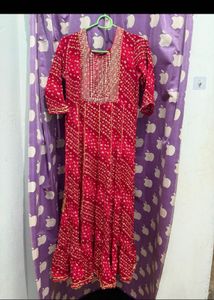 Beautiful Red Bandhani long Kurta
