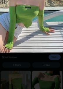 I. Lime Green Asymmetrical Crop Top