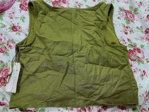 Green Tie-Front Crop Top