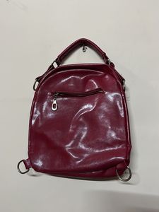 Chic Maroon Faux Leather Backpack