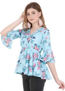 Floral Print Flared Sleeve Top