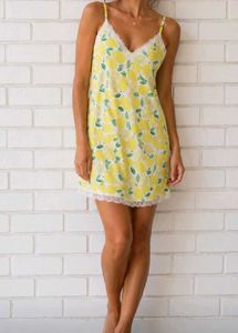 Cute Lemon Print Slip Dress