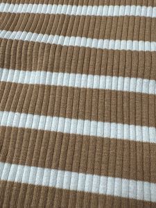 Brown &amp; White Striped Ribbed Top