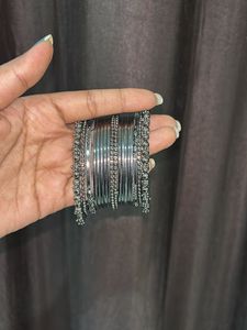Gold Tone Beaded Bangle Set