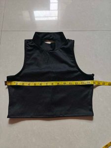 Sleek Black Cut-Out Mock Neck Crop Top