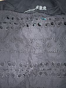black Blue Eyelet Dress