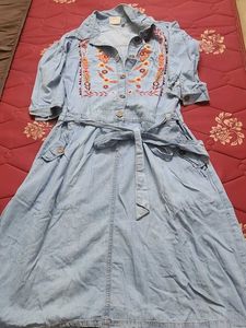 Embroidered Denim Dress